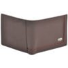 Side view of minimalist leather wallet fitting into front pocket